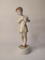 Porcelain figurine Zsolnay girl with flowers