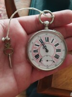 19th century French silver pocket watch with key