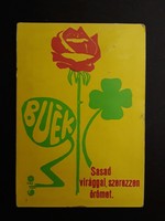 Card calendar 1980 - buék sasad with flowers, find joy with inscription - retro calendar