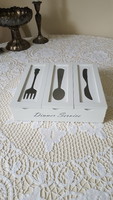 Dinner service, three-compartment wooden cutlery holder