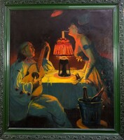 Horváth G. Andor (1876 - 1966): Farsangi mulatság olaj festmény