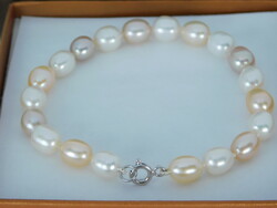 14K white gold multicolor beautiful pearl bracelet