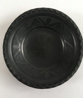 Old, vintage Karcag ceramic black wall plate (Karcag clay industry)