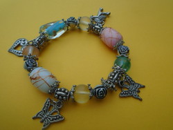 Muranoi mileflori rubber bracelet with Tibetan silver accessory, love bracelet mail 795 ft