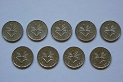 A collection of 9 2 forint mint-bright coins
