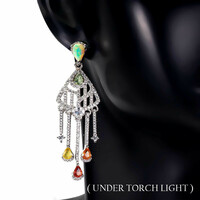 Real fire plume opal sapphire 925 sterling silver