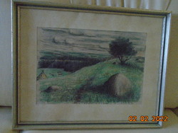 Szignós  tájkép német hagyatékból, ezüstözött rámában,datálva 1943