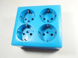 Retro konnektor kék színű elektromos kellék 4 dugaszos
