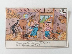 Old postcard 1953 cartoon humor postcard horses