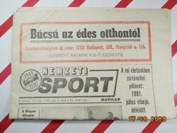 Old retro newspaper daily - national sport - 2.07.1991. - As a birthday present
