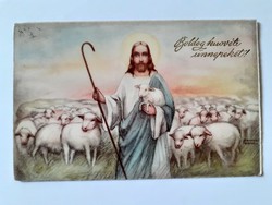 Old Easter postcard 1941 Hannes Peters postcard with Jesus lambs