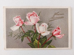 Old floral postcard postcard with roses