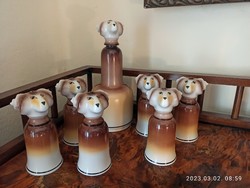 Rare Raven House ram's head glass set with bottle