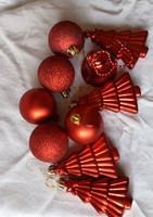 10 pcs, old red Christmas tree ornament