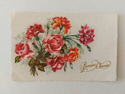 Régi virágos képeslap 1942 levelezőlap rózsa szegfű