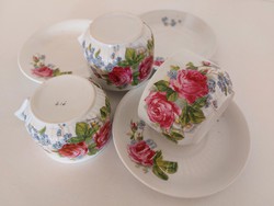 3 db antik rózsás porcelán csésze régi nefelejcses teás bögre rózsa mintás