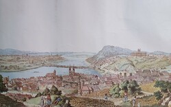 View of the cities of Buda and Pest - old colored etching - Vienna, work of artaria compl