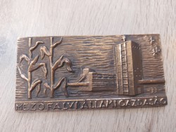 Búza Barna, Mezőfalva, bronz plakett, dombormű, 65x130 mm, 203 gr