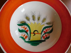 Hollóházi professional plate - wheat sheaf, sickle, harvest (1939-49)
