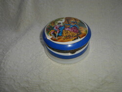 Porcelain box bonbonnier with metal mounting 11 cm with two sword marks