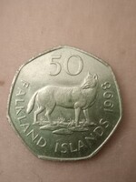Rare 50 pence coin falkland islands 1998