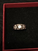 Rolex fazonú gyémánt csiszolású cirkon köves ezüst gyűrű jelzett 925 unisex