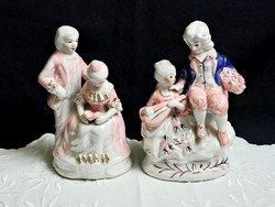 2 porcelain pairs in baroque clothes