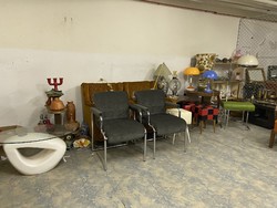 ELADÓ RAKTÁRKÉSZLET / fotel, szék, bútor, lámpa, kerámia / artdeco, retro, bauhaus