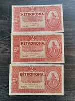 2 korona 1920 VF 3db