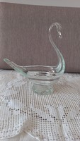 Vintage thick/probably Murano/handmade glass swan offering, graceful elegant, flawless.