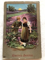 Antique romantic litho postcard - Russian -3.