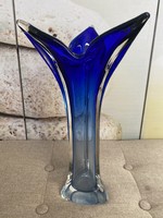 Val saint lambert Belgian blue art deco glass vase a38