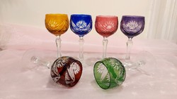 Ajka kristály,gyönyörű színes  6  személyes pohár készlet