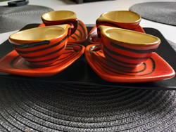 For sale, lake head orange coffee, mocha ceramic set with coaster