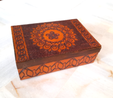 Retro painted carved wooden box