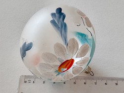 Old glass Christmas tree ornament painted floral transparent sphere glass ornament