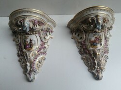Antik barokk ritkaság, meisseni porcelán posztamens pár