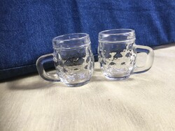 2 Molded glass cups, mini jugs - ü