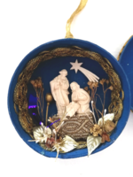 Baby Jesus in the manger with the Holy Family, rare Christmas tree decoration in gift box