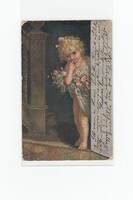Greeting card for children, little girls, 1917