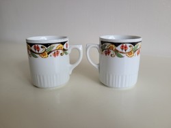 Old Zsolnay porcelain mug flower pattern tea cup 2 pcs