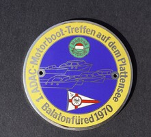 Collector's rarity gift - Hungarian automobile club plaque 1970 Balatonfüred 1. Motorboat meeting in Balaton