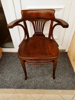23.számú, jelzett, antik, széles ülőkéjű, bécsi Thonet irodai / íróasztal szék maximálisan stabil