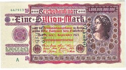 Németország 1 billió márka MINTA REPLIKA 1923