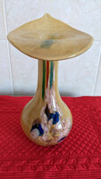 Murano glass vase hand blown, pinched, diamond cut
