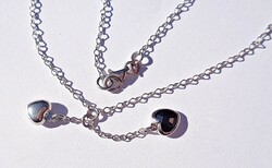 44.5 Cm. Long silver necklaces with two hearts