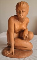 Bedő Imre art deco nagy méretű terrakotta hölgy, női akt