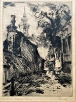 Remsey Jenő (1885-1980): A Duna-kanyar városa - Szentendre, rézkarc, jelzett