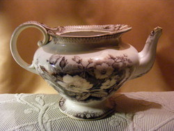 nagyméretű antik fajansz teás kanna kiöntő csak dekorációnak vagy virágtartónak - sérült