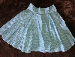 Blue & pink plaid linen skirt